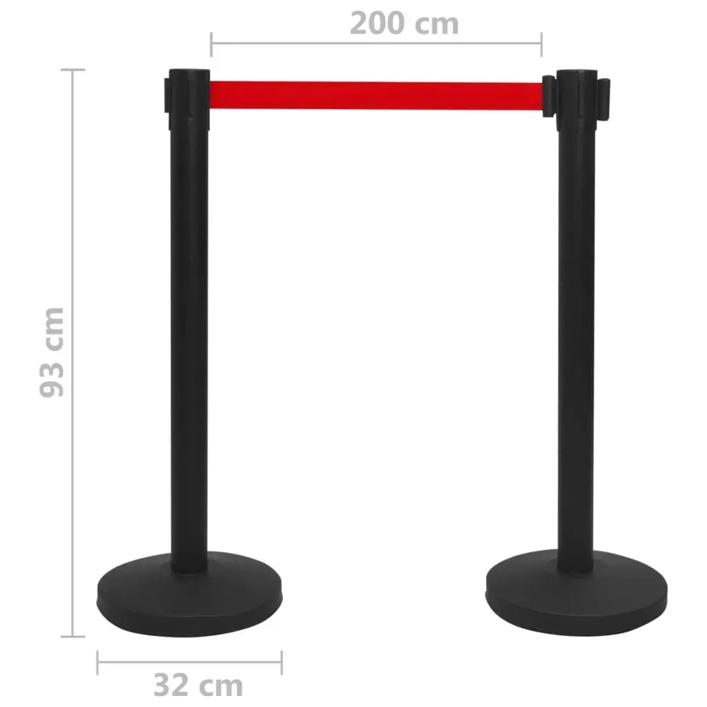 Stanchions with Belts 4 pcs Airport Barrier Iron Black 149577