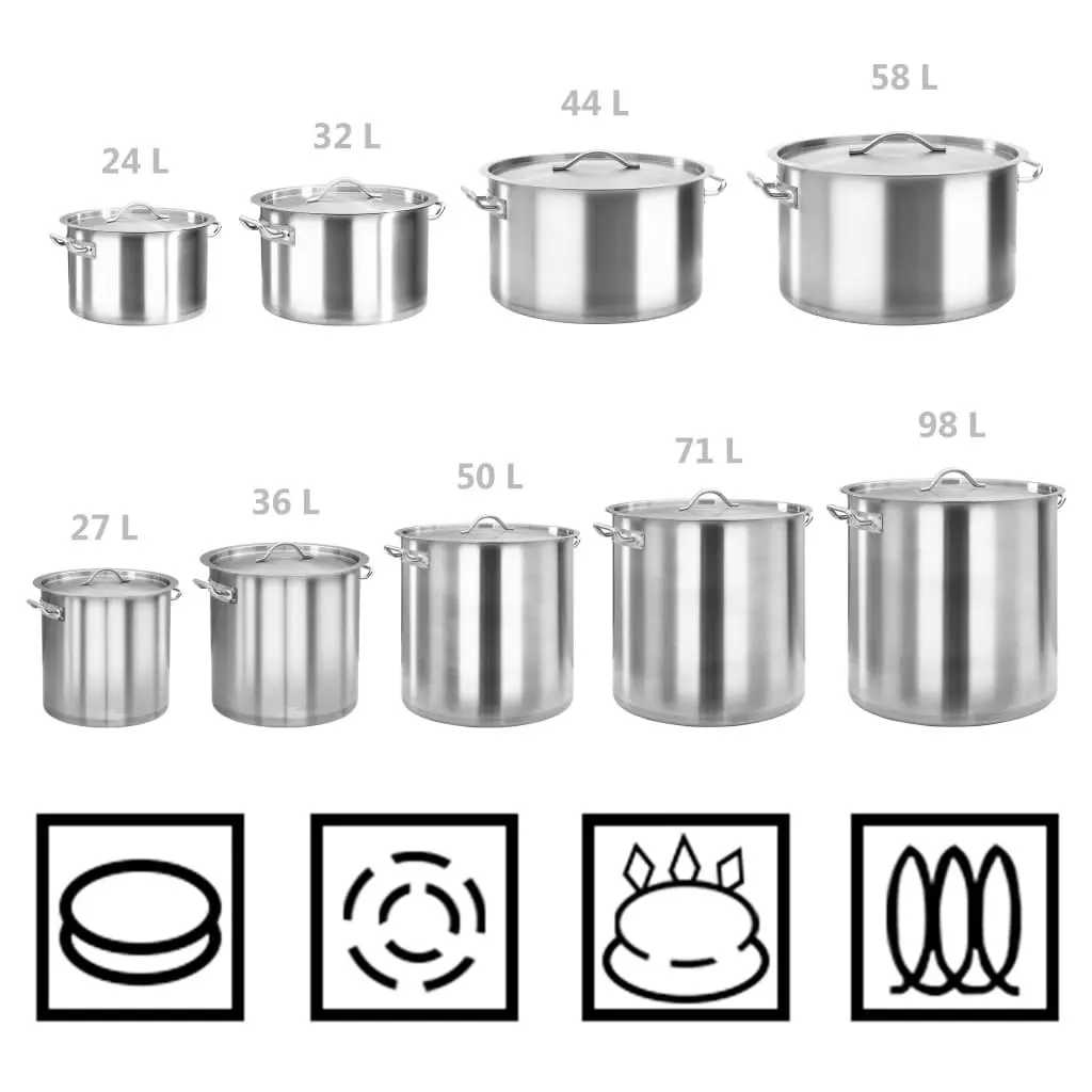 Stock Pot 26 L 32x32 cm Stainless Steel 51133