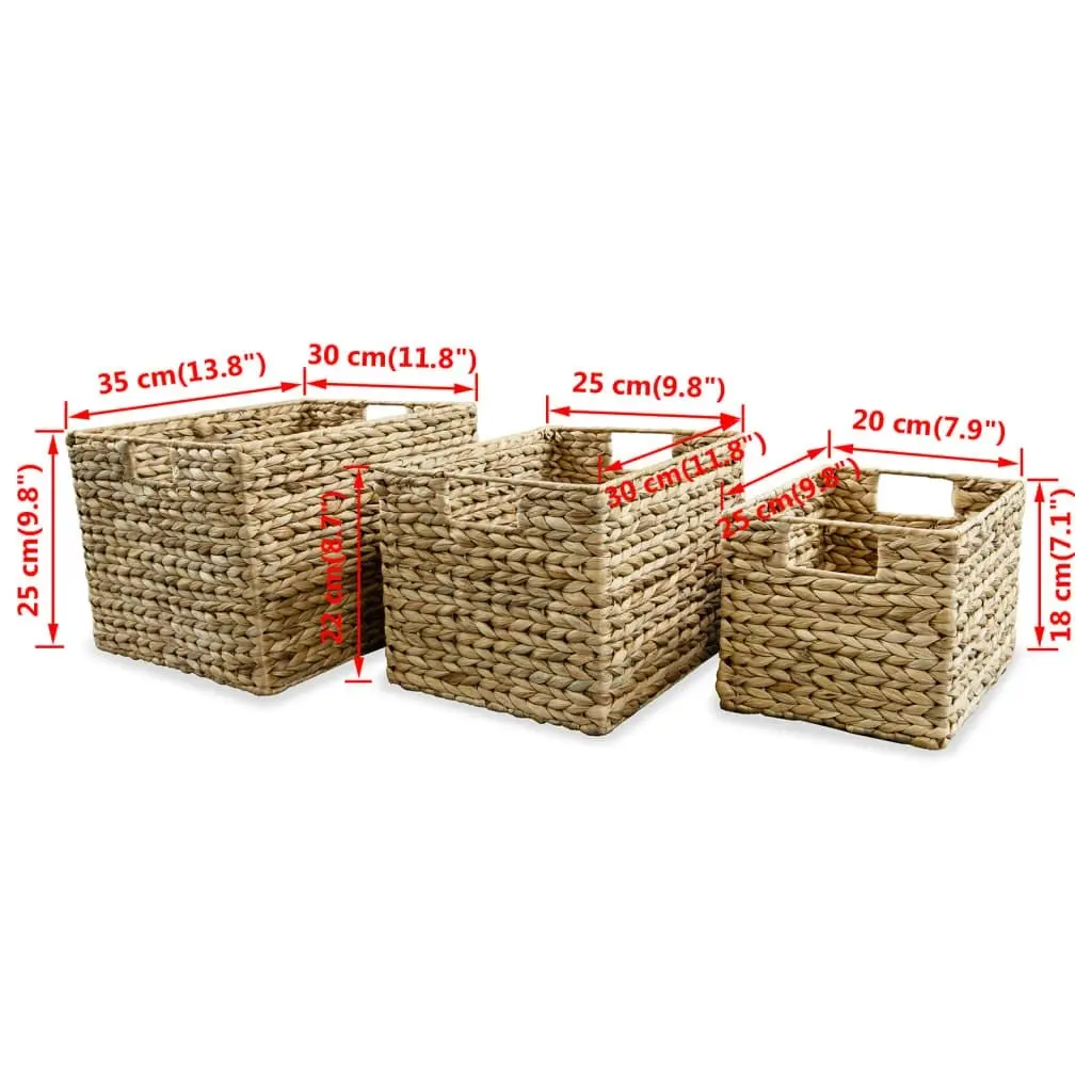 Storage Basket Set 3 Pieces Water Hyacinth 245490