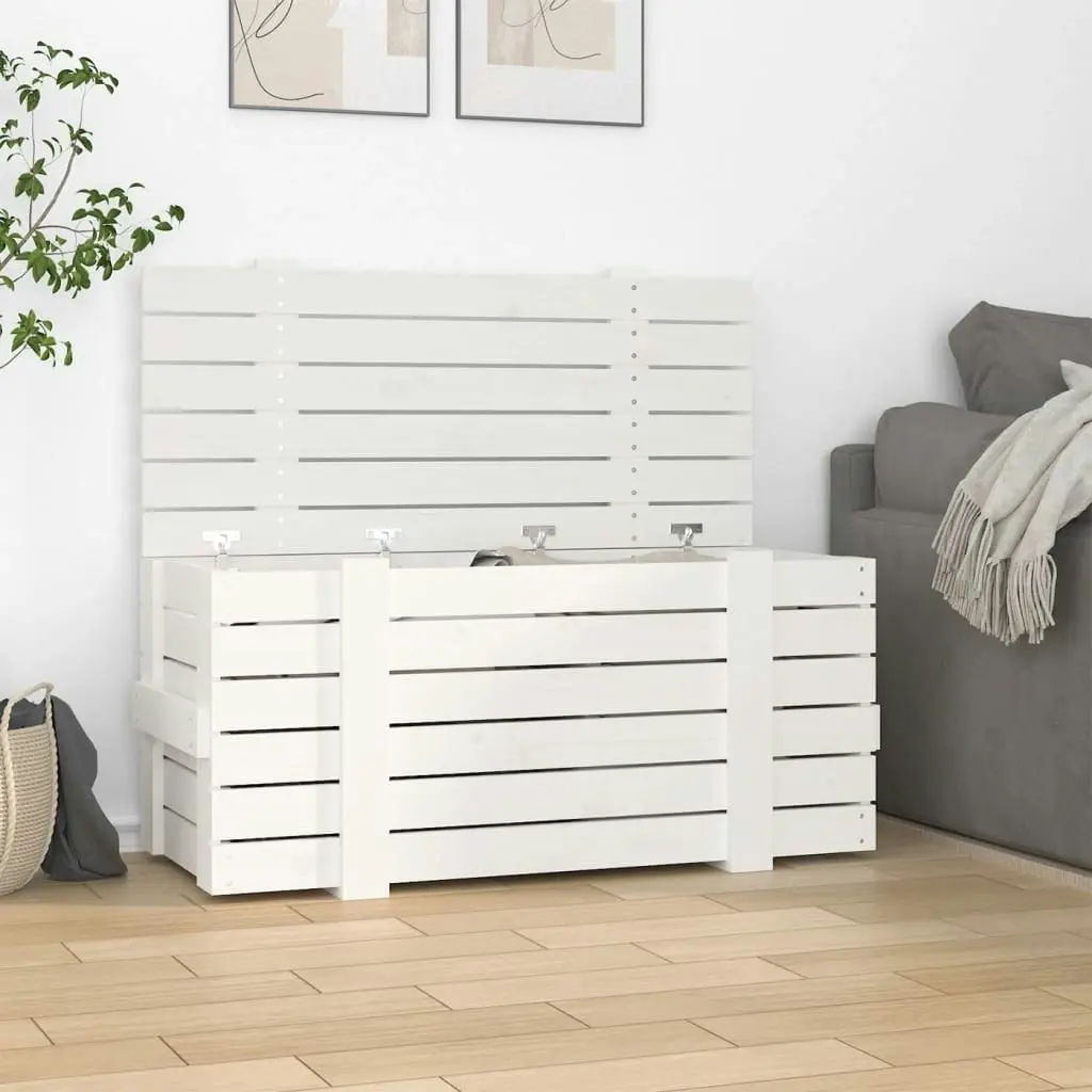 Storage Box White 91x40.5x42 cm Solid Wood Pine 824999