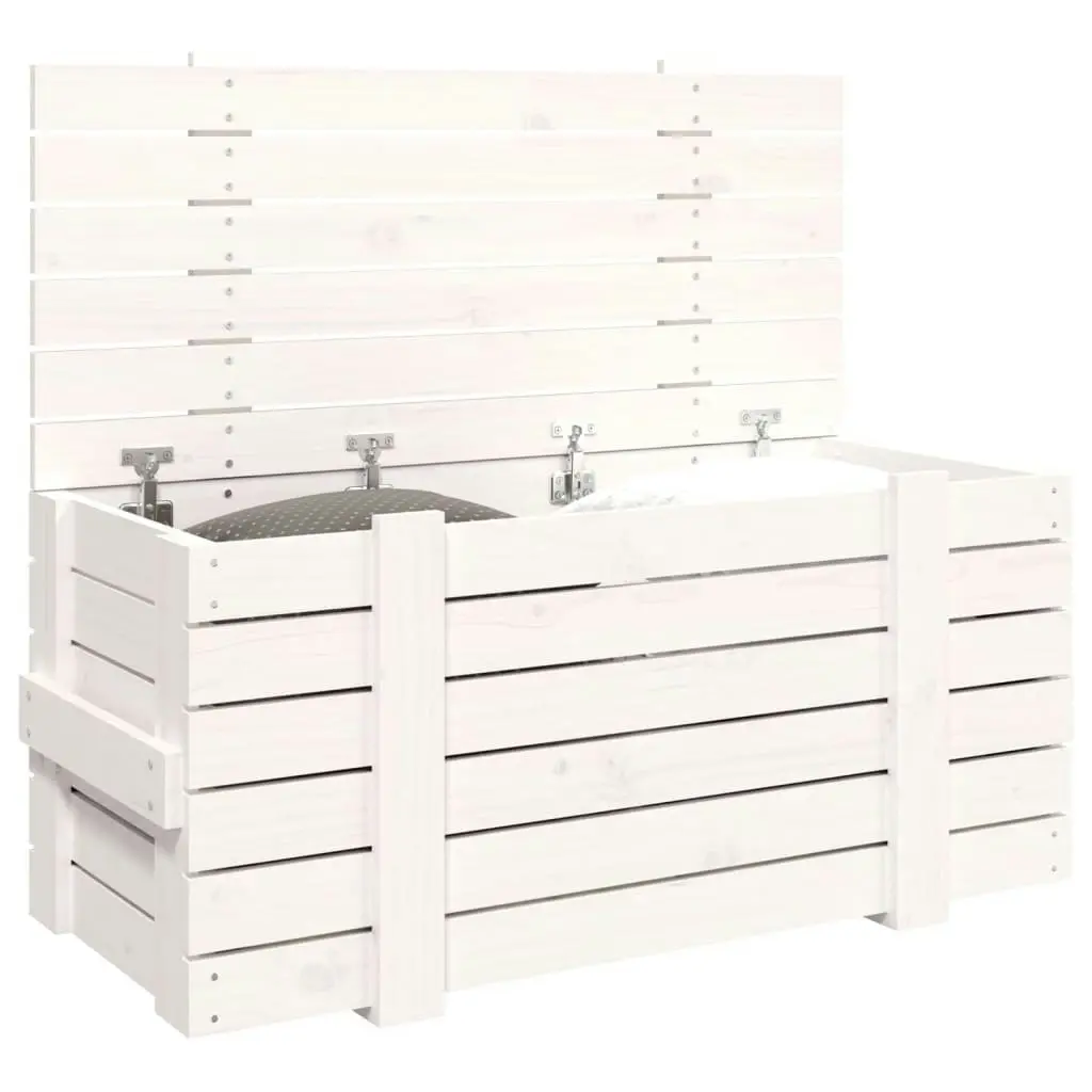 Storage Box White 91x40.5x42 cm Solid Wood Pine 824999