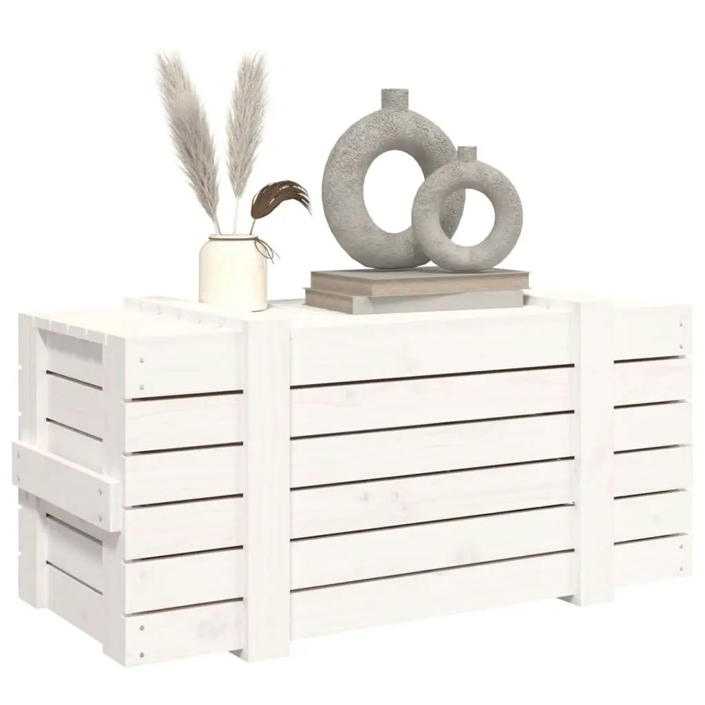 Storage Box White 91x40.5x42 cm Solid Wood Pine 824999