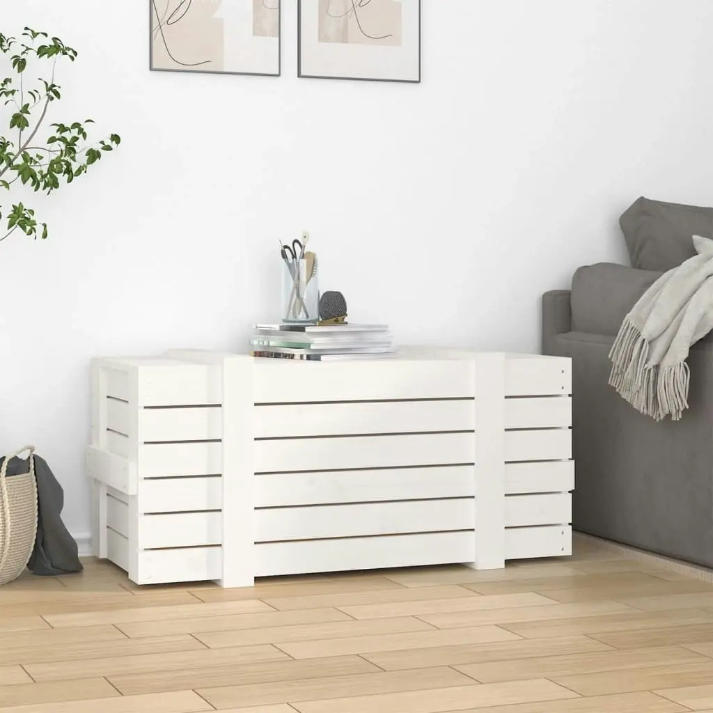 Storage Box White 91x40.5x42 cm Solid Wood Pine 824999