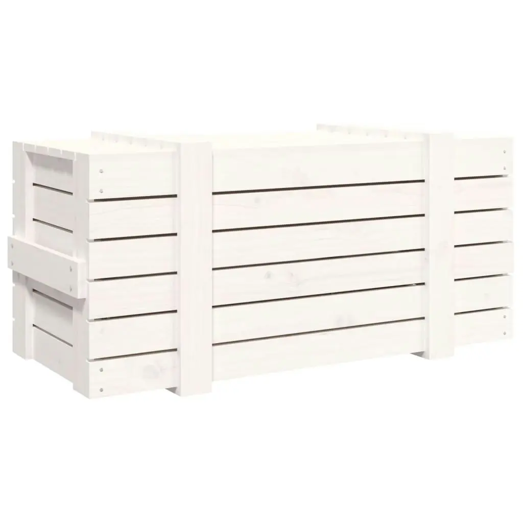 Storage Box White 91x40.5x42 cm Solid Wood Pine 824999