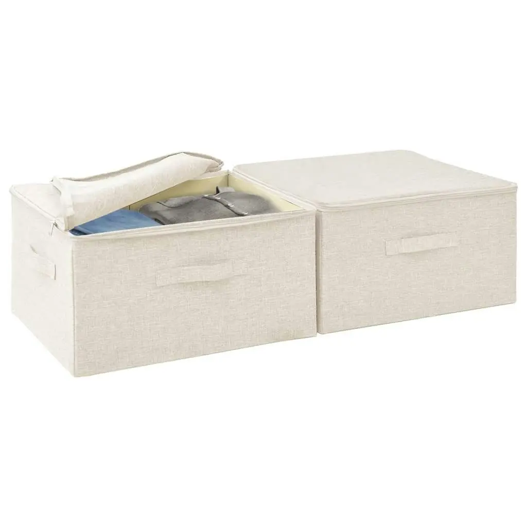 Storage Boxes 2 pcs Fabric 43x34x23 cm Cream 332911