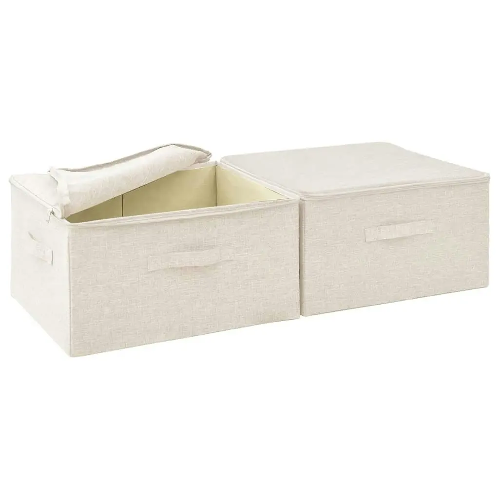 Storage Boxes 2 pcs Fabric 43x34x23 cm Cream 332911