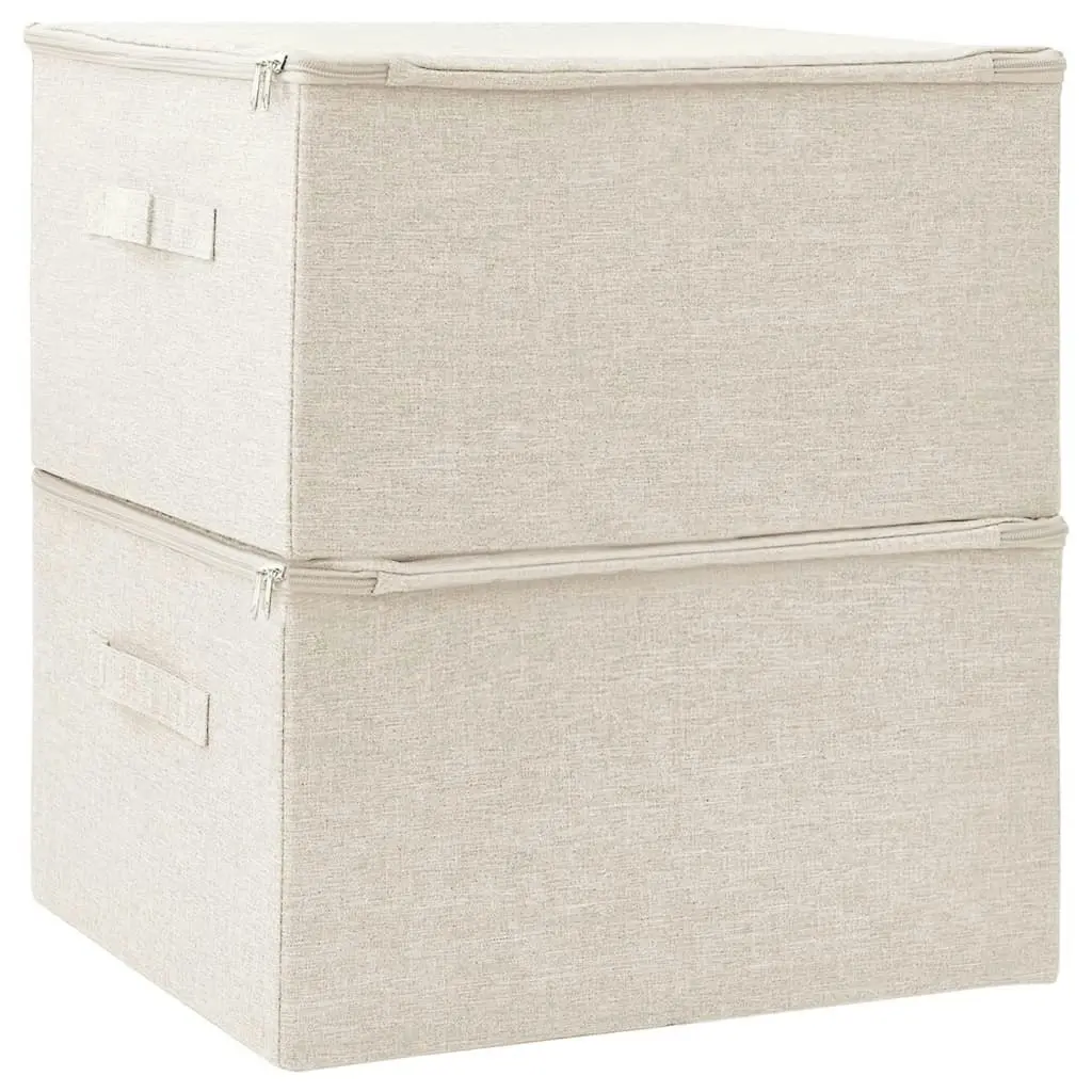 Storage Boxes 2 pcs Fabric 43x34x23 cm Cream 332911