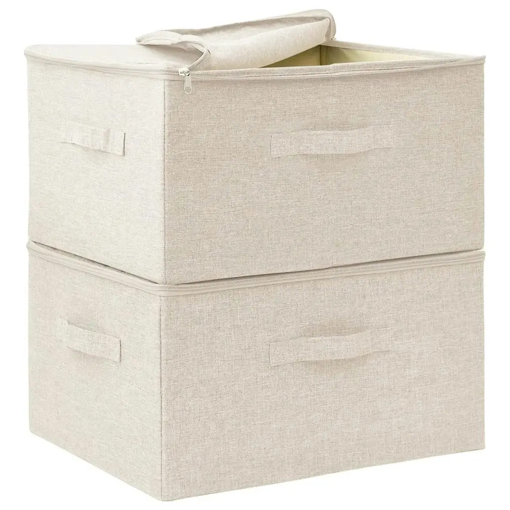 Storage Boxes 2 pcs Fabric 43x34x23 cm Cream 332911