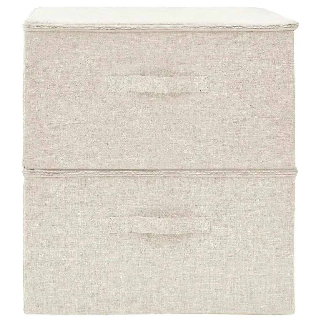 Storage Boxes 2 pcs Fabric 43x34x23 cm Cream 332911