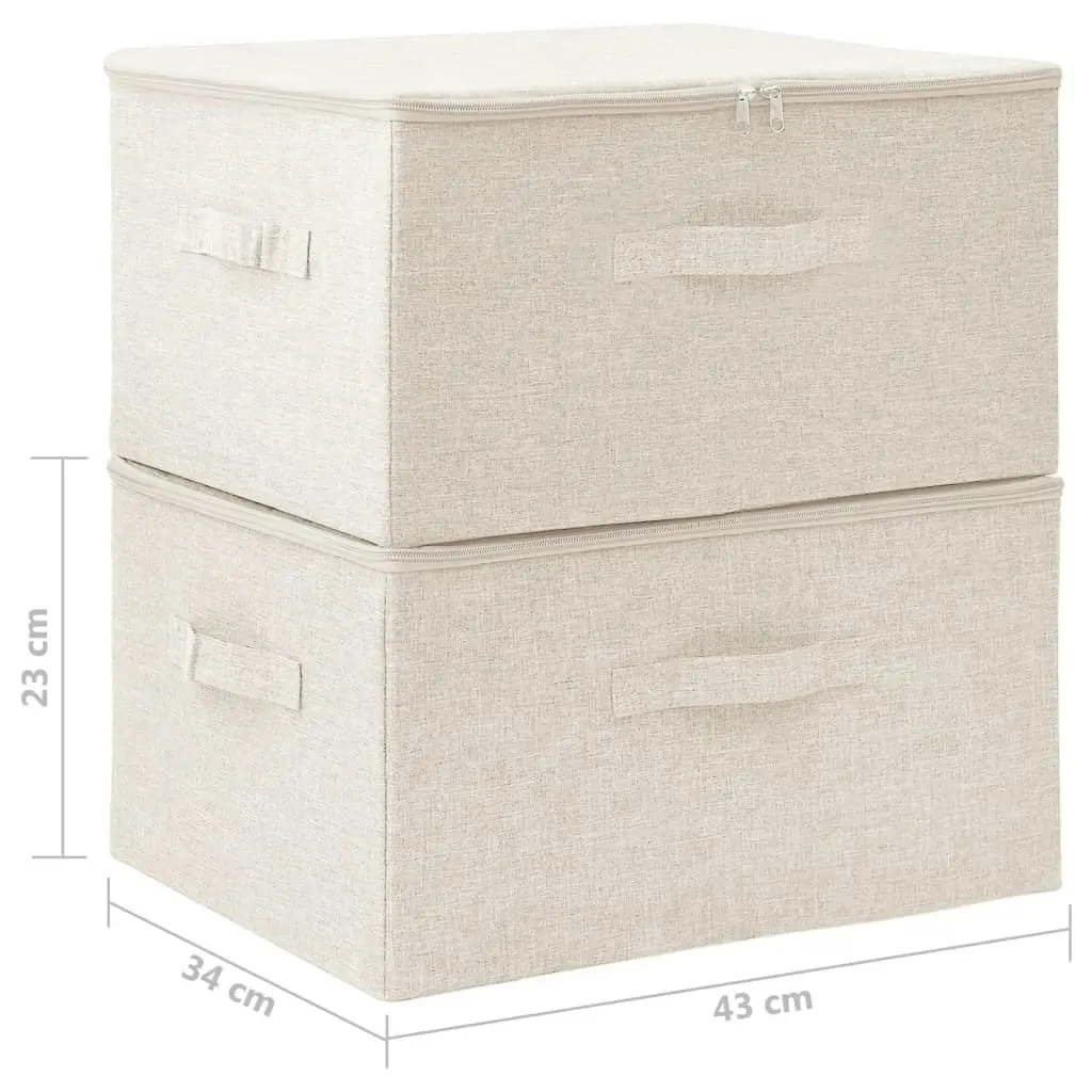 Storage Boxes 2 pcs Fabric 43x34x23 cm Cream 332911