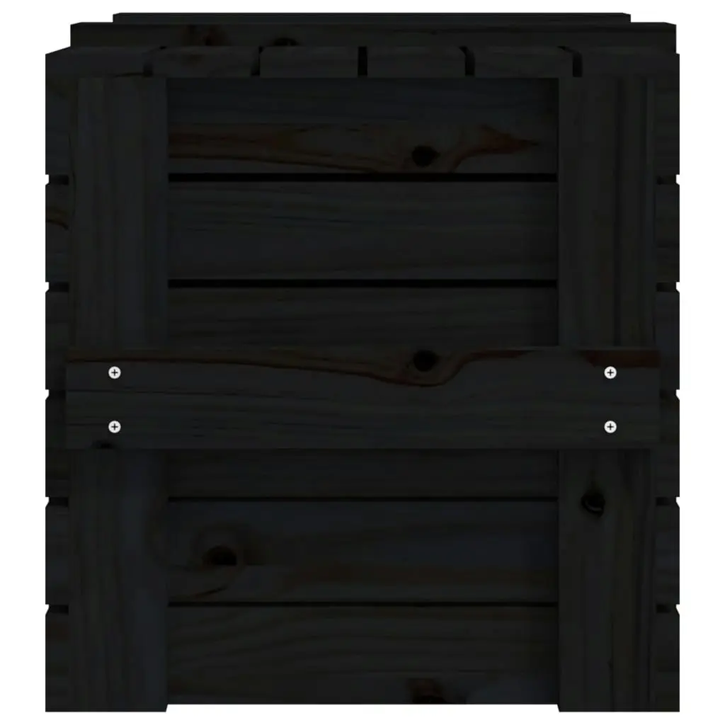 Storage Box Black 58x40.5x42 cm Solid Wood Pine 824997