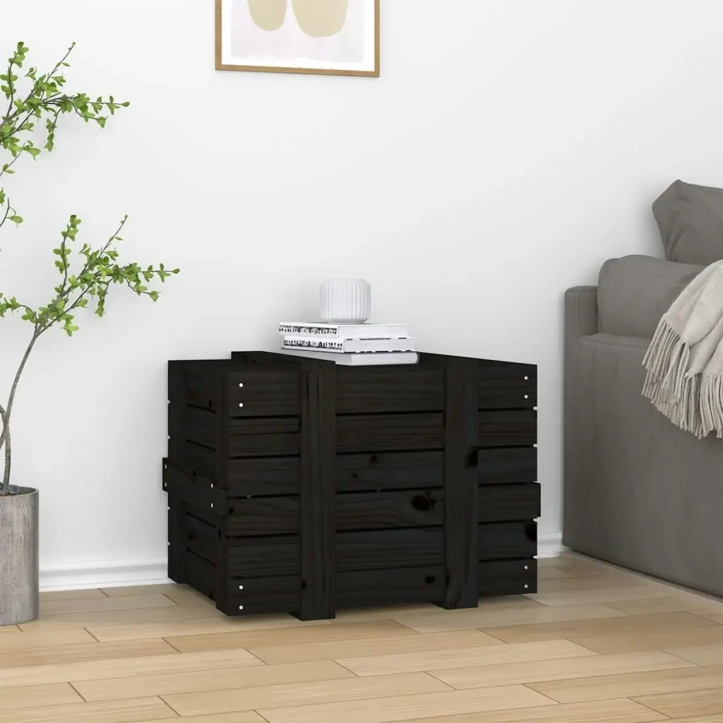 Storage Box Black 58x40.5x42 cm Solid Wood Pine 824997