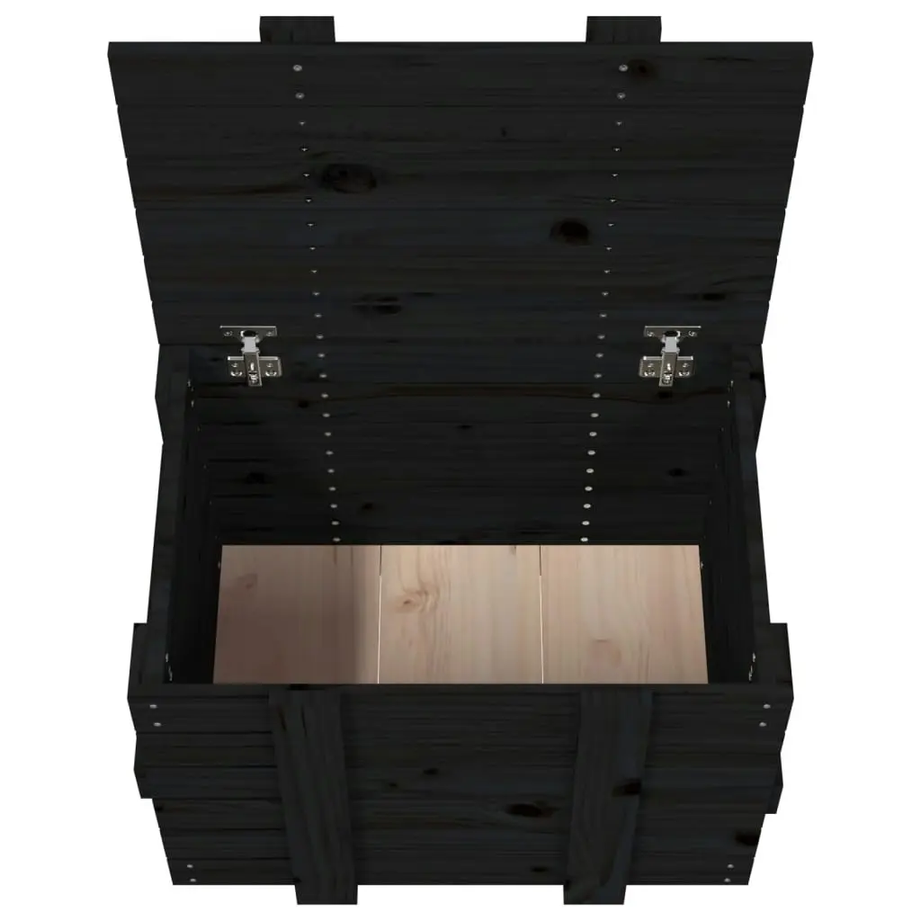 Storage Box Black 58x40.5x42 cm Solid Wood Pine 824997