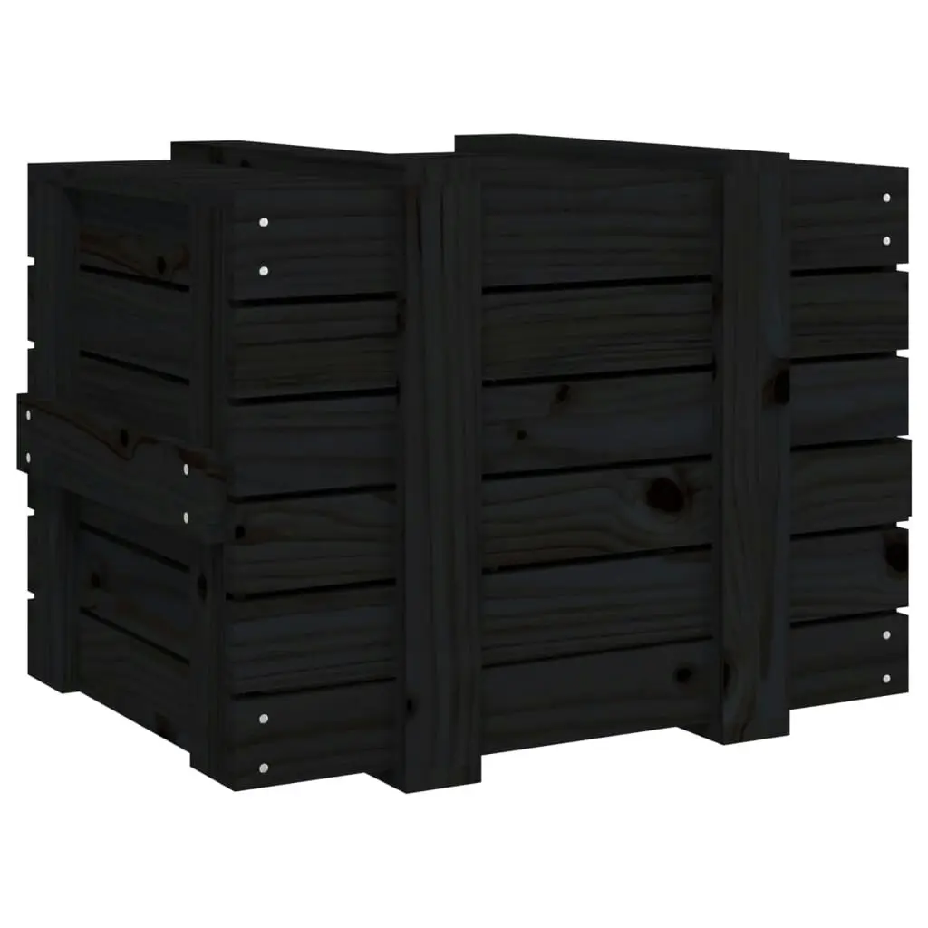 Storage Box Black 58x40.5x42 cm Solid Wood Pine 824997