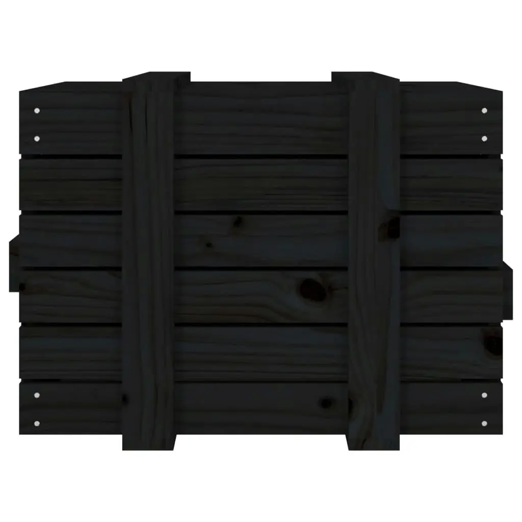 Storage Box Black 58x40.5x42 cm Solid Wood Pine 824997