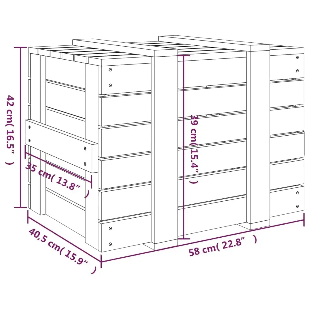 Storage Box Black 58x40.5x42 cm Solid Wood Pine 824997