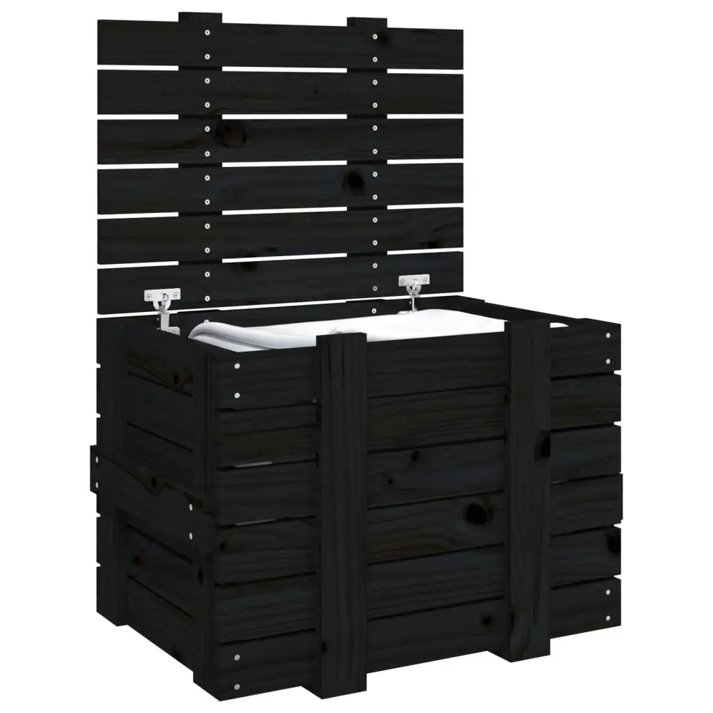 Storage Box Black 58x40.5x42 cm Solid Wood Pine 824997