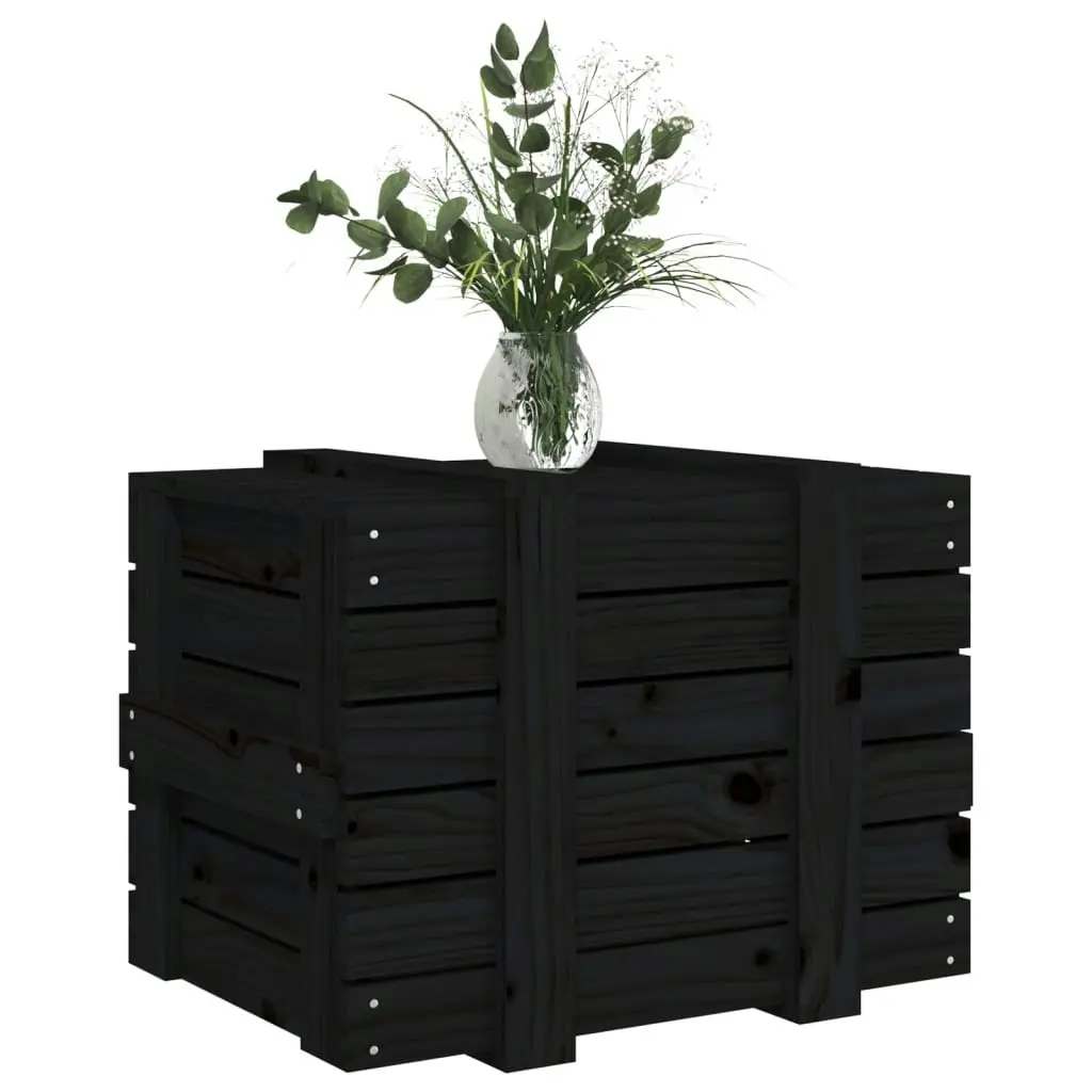 Storage Box Black 58x40.5x42 cm Solid Wood Pine 824997