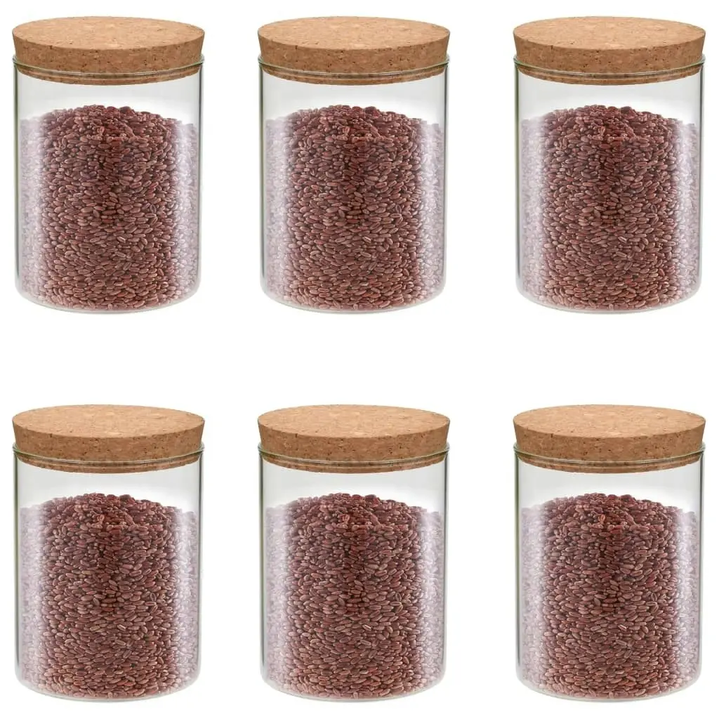 Storage Glass Jars with Cork Lid 6 pcs 650 ml 50839