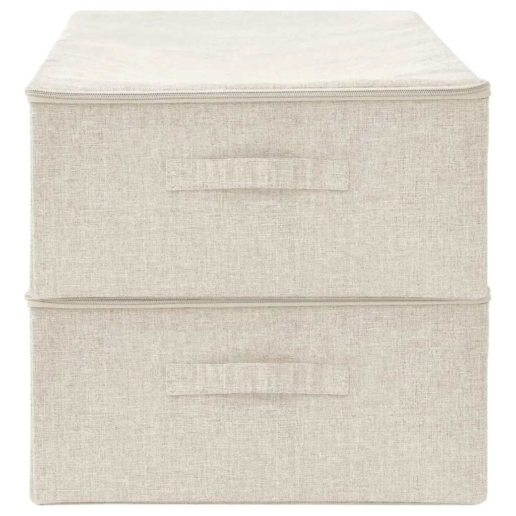 Storage Boxes 2 pcs Fabric 70x40x18 cm Cream 332908