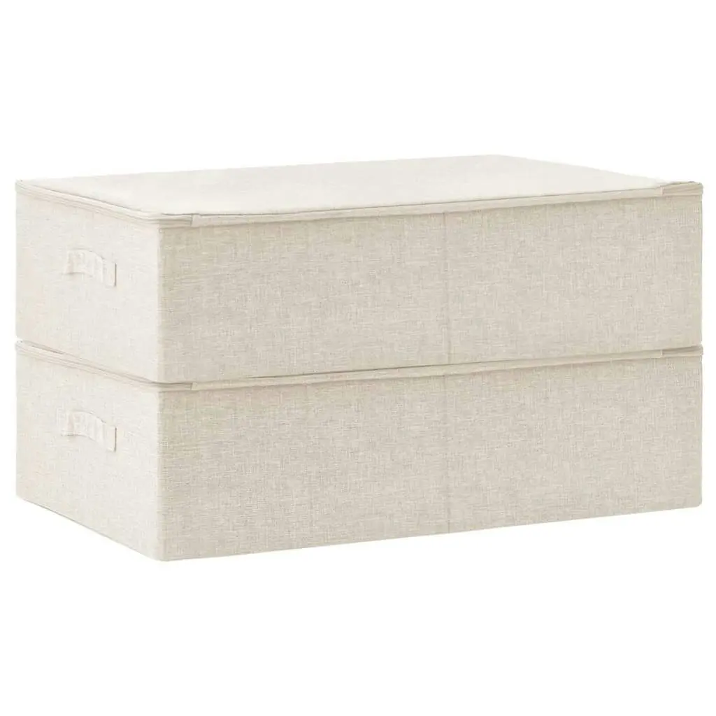 Storage Boxes 2 pcs Fabric 70x40x18 cm Cream 332908