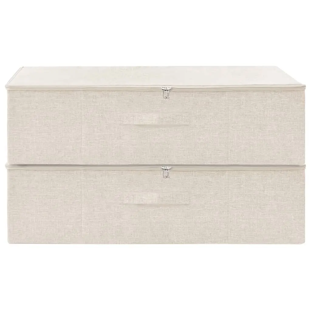 Storage Boxes 2 pcs Fabric 70x40x18 cm Cream 332908