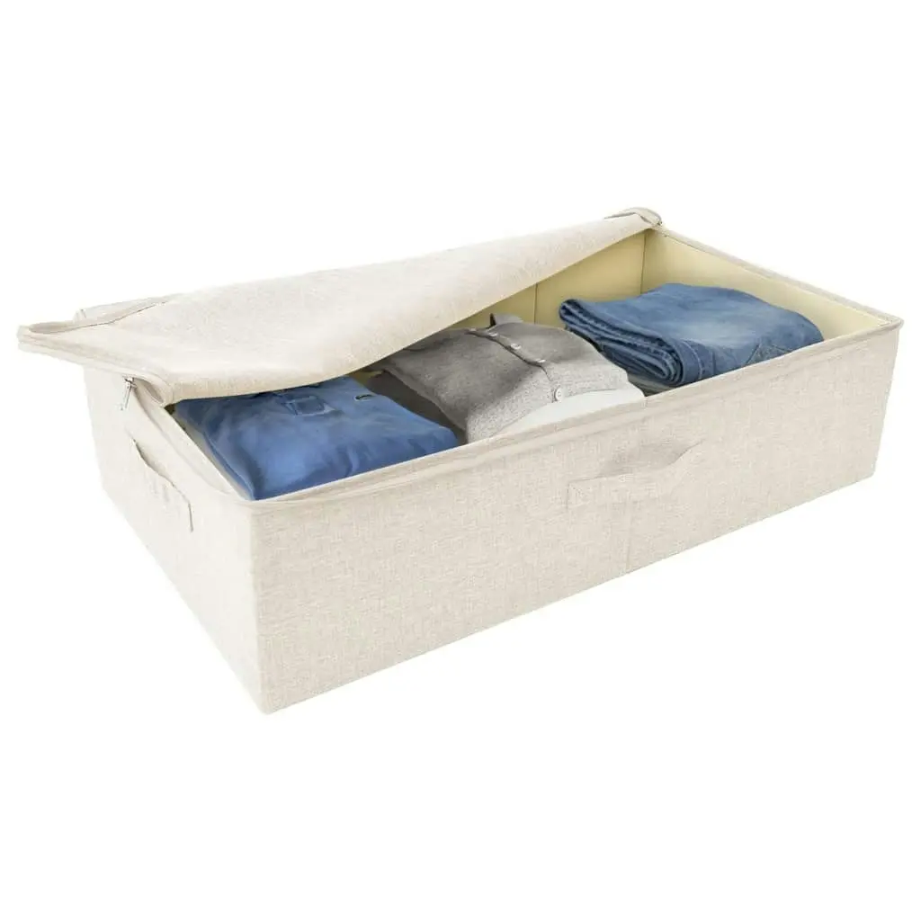 Storage Boxes 2 pcs Fabric 70x40x18 cm Cream 332908