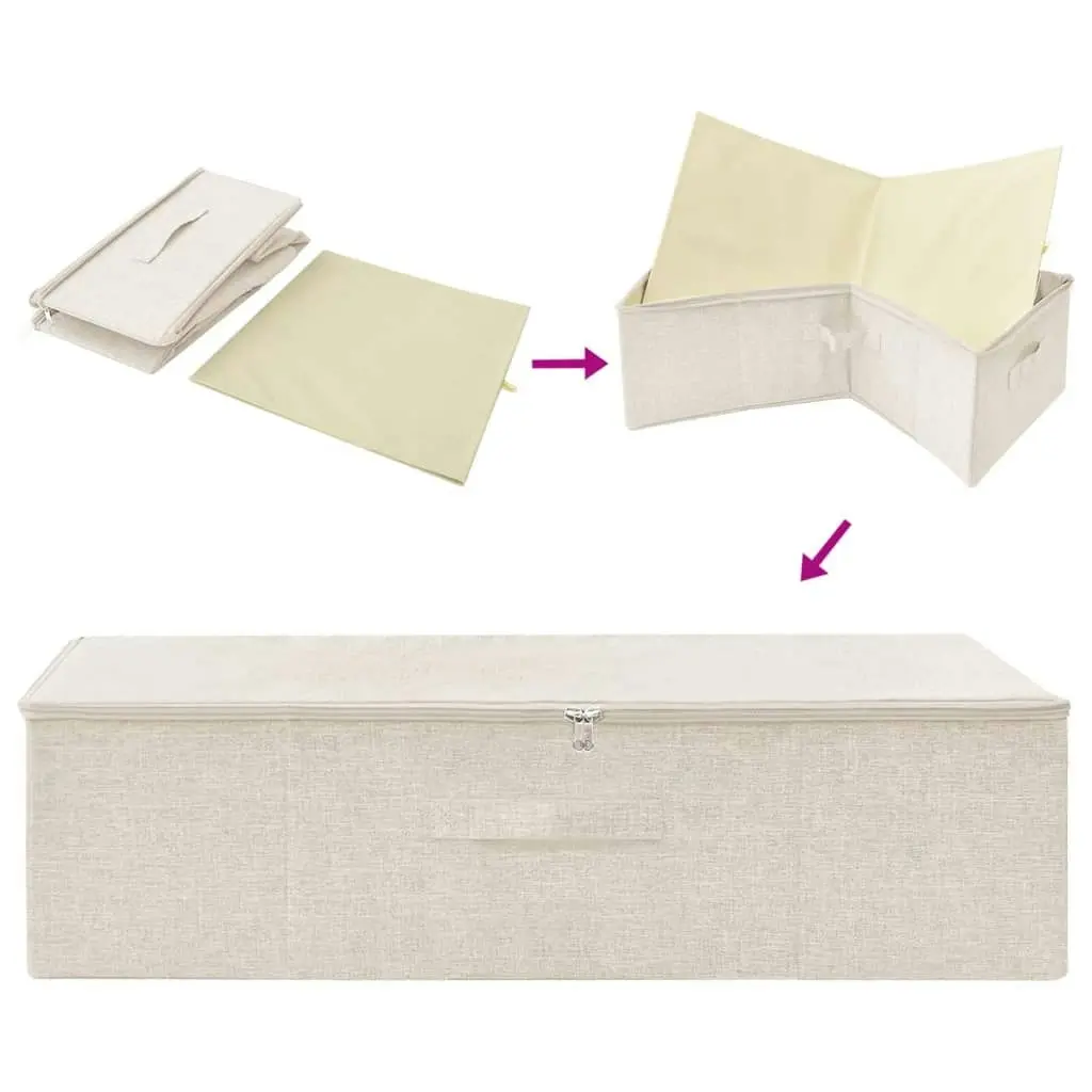 Storage Boxes 2 pcs Fabric 70x40x18 cm Cream 332908