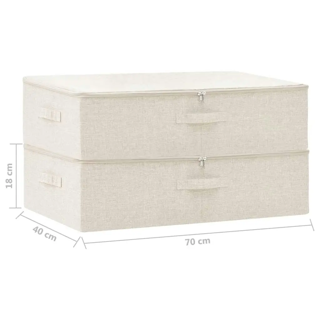 Storage Boxes 2 pcs Fabric 70x40x18 cm Cream 332908