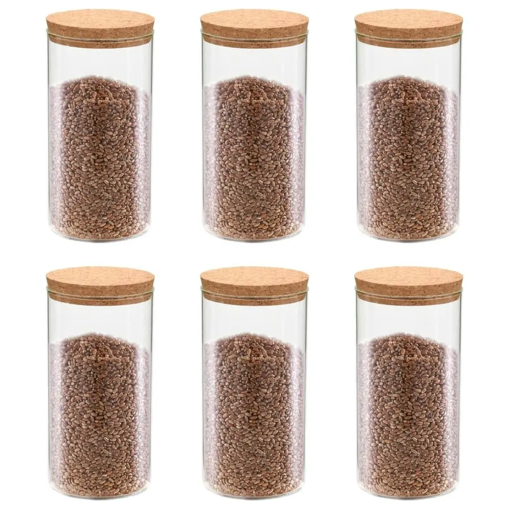 Storage Glass Jars with Cork Lid 6 pcs 1100 ml 50840