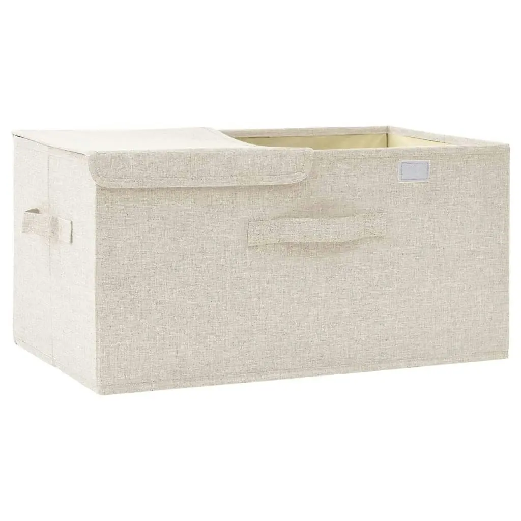 Storage Box Fabric 50x30x25 cm Cream 332916