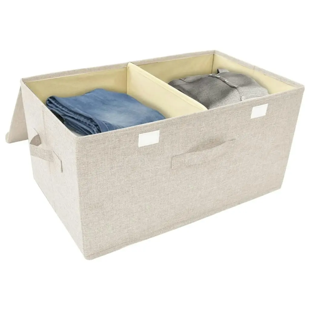 Storage Box Fabric 50x30x25 cm Cream 332916