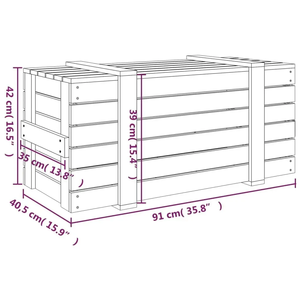 Storage Box 91x40.5x42 cm Solid Wood Pine 824998