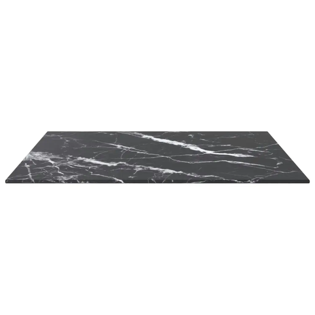 Table Top Black 60x60 cm 6 mm Tempered Glass with Marble Design 322271