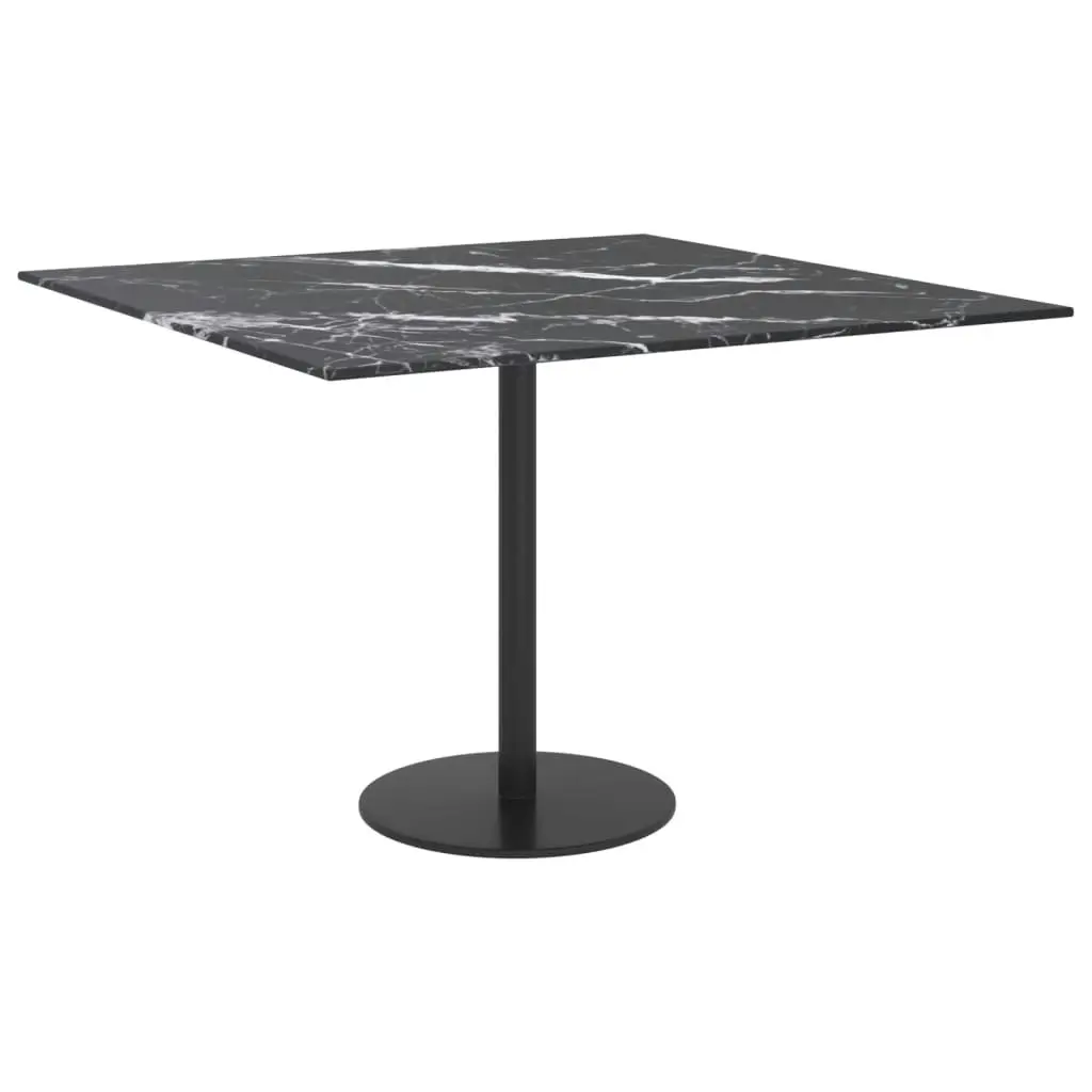 Table Top Black 60x60 cm 6 mm Tempered Glass with Marble Design 322271