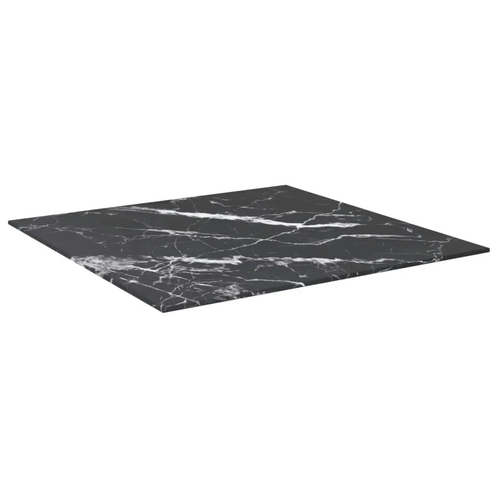 Table Top Black 60x60 cm 6 mm Tempered Glass with Marble Design 322271