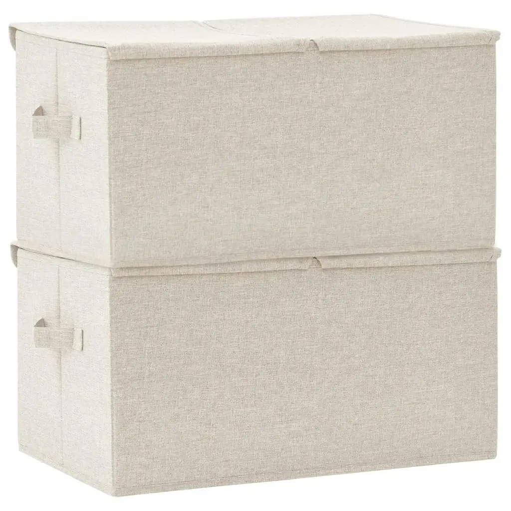 Storage Boxes 2 pcs Fabric 50x30x25 cm Cream 332917