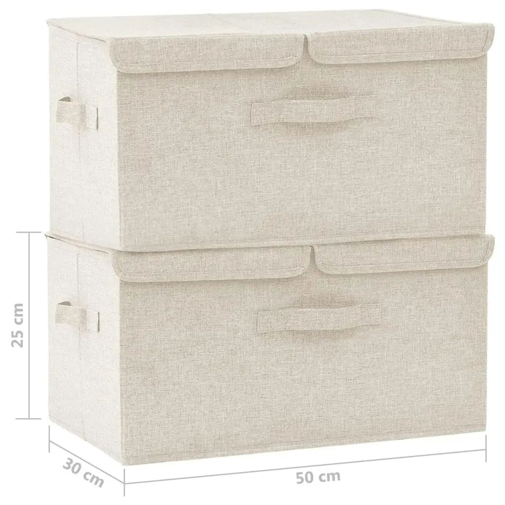 Storage Boxes 2 pcs Fabric 50x30x25 cm Cream 332917