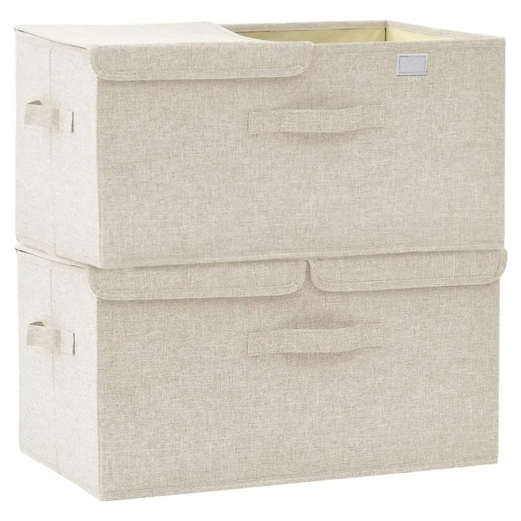 Storage Boxes 2 pcs Fabric 50x30x25 cm Cream 332917