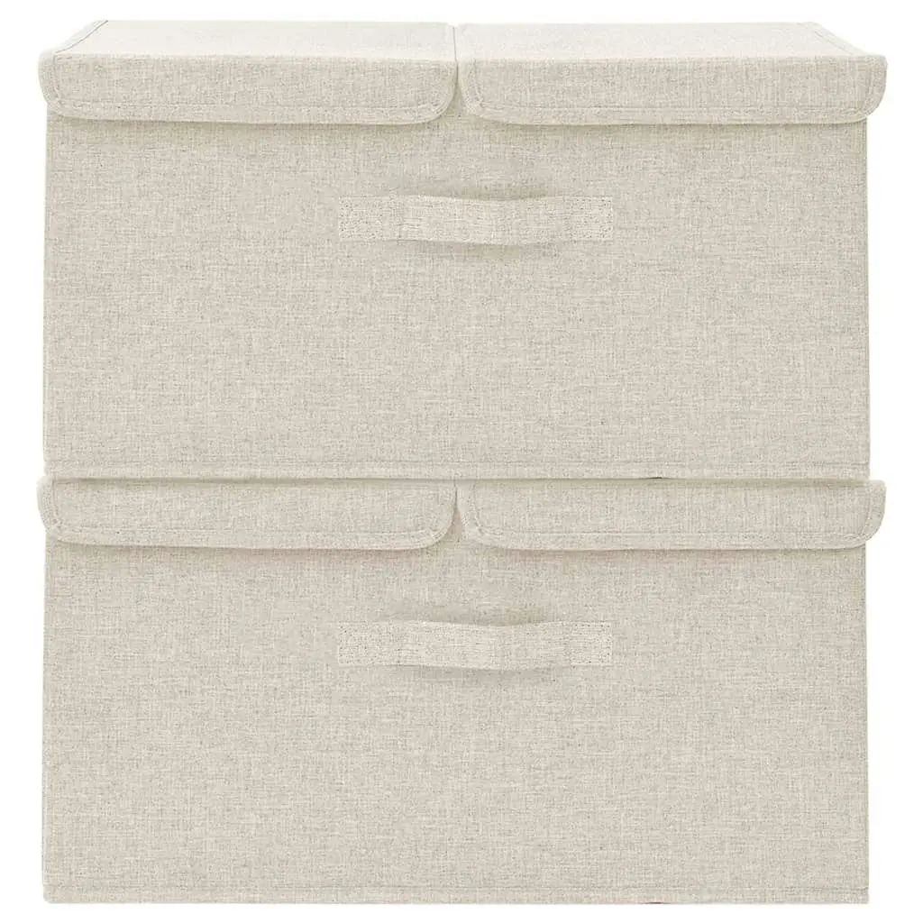 Storage Boxes 2 pcs Fabric 50x30x25 cm Cream 332917