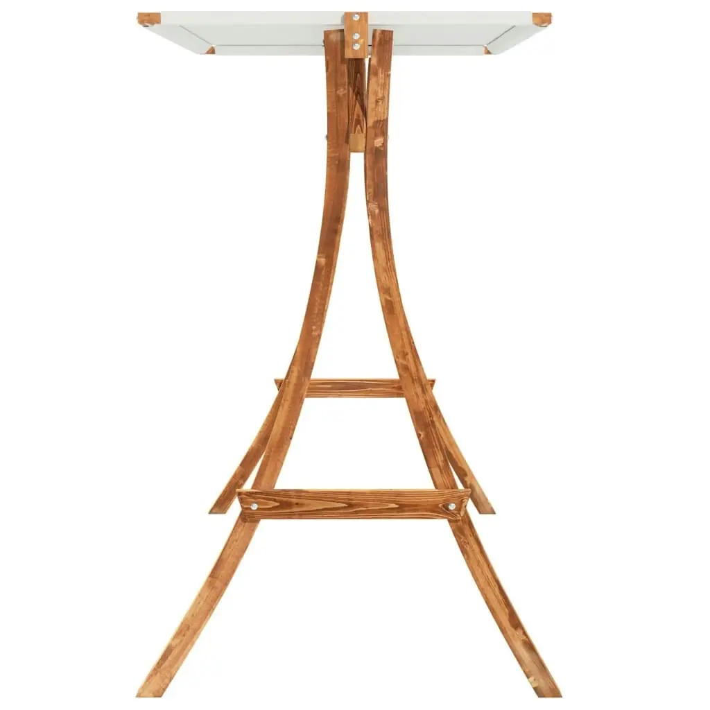 Swing Frame with Cream Roof Solid Bent Wood with Teak Finish 313935