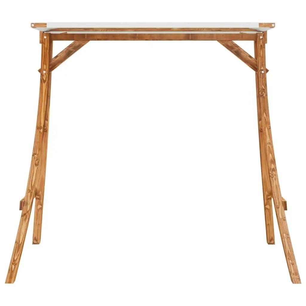 Swing Frame with Cream Roof Solid Bent Wood with Teak Finish 313935