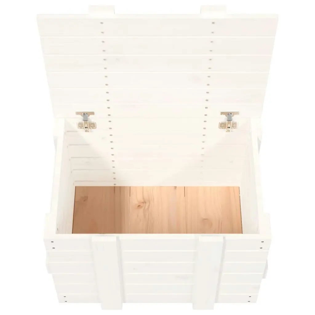 Storage Box White 58x40.5x42 cm Solid Wood Pine 824994