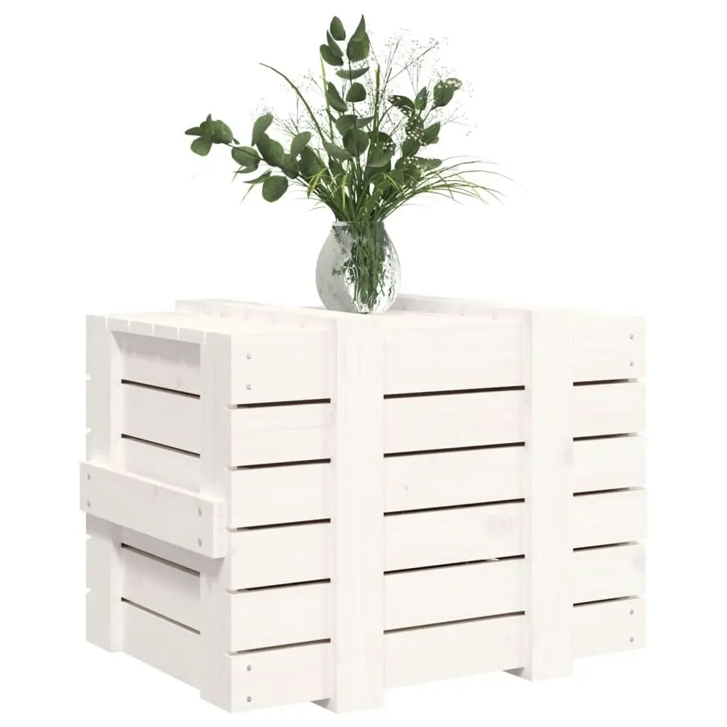 Storage Box White 58x40.5x42 cm Solid Wood Pine 824994