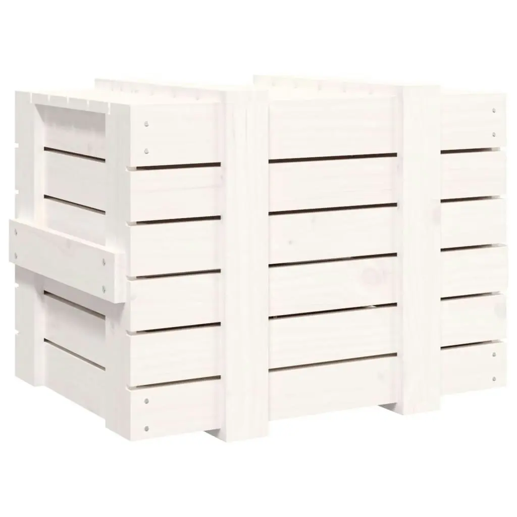 Storage Box White 58x40.5x42 cm Solid Wood Pine 824994