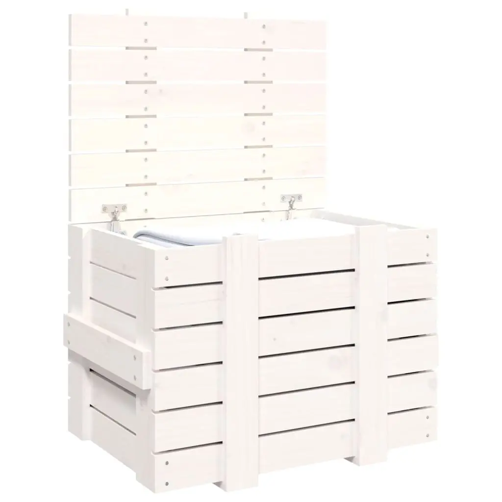 Storage Box White 58x40.5x42 cm Solid Wood Pine 824994