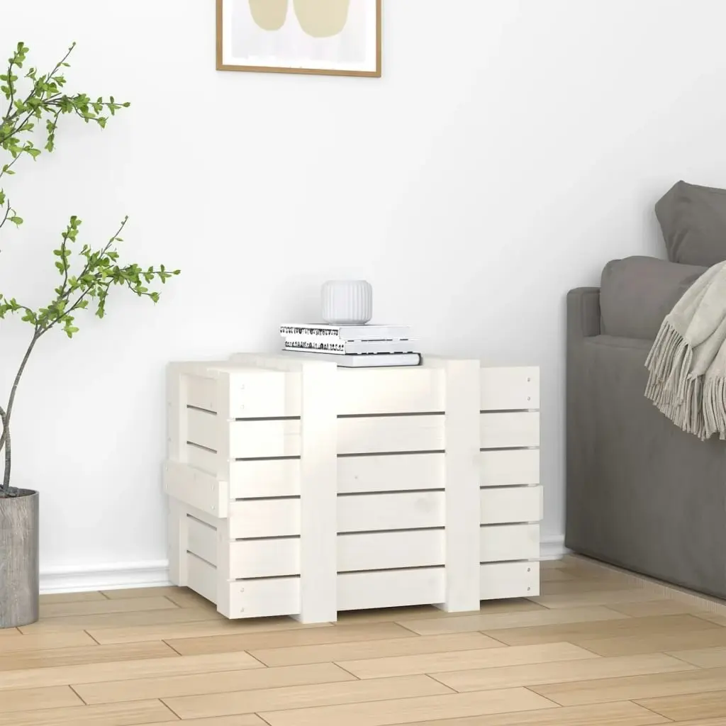 Storage Box White 58x40.5x42 cm Solid Wood Pine 824994