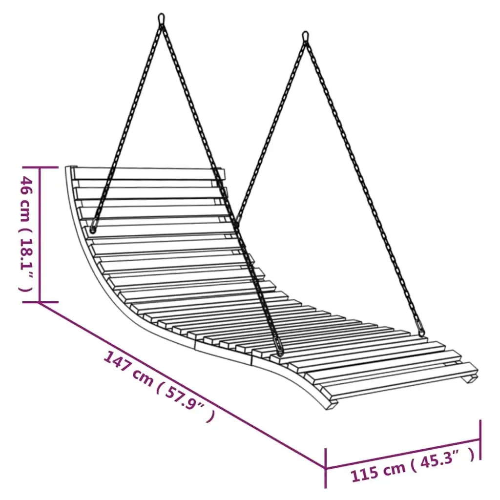 Swing Bed Solid Bent Wood with Teak Finish 115x147x46 cm 313939