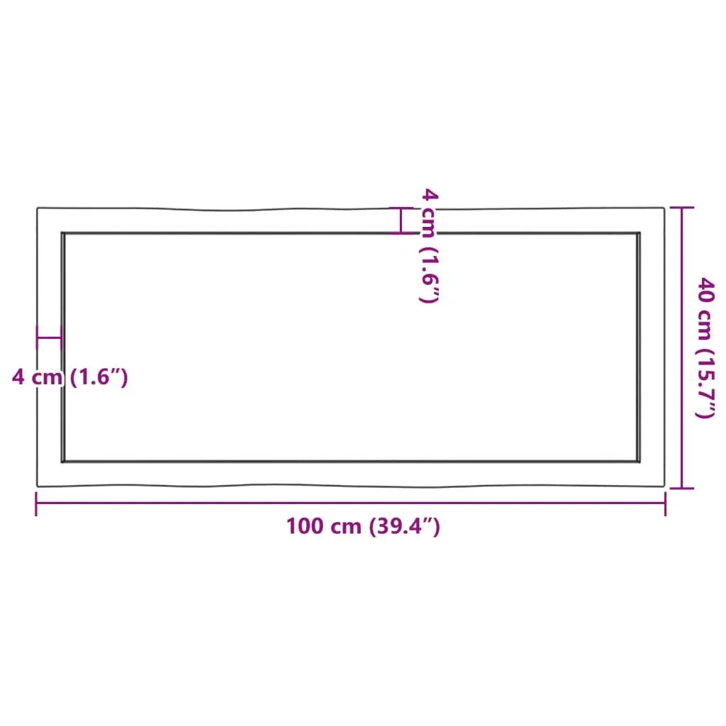 Table Top Dark Brown 100x40x(2-6) cm Treated Solid Wood Live Edge 364015