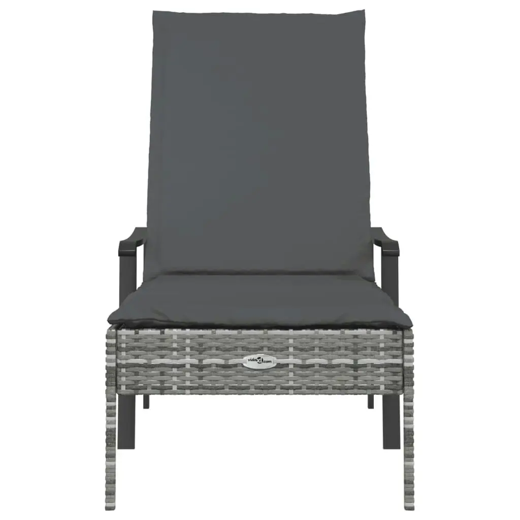 Sun Lounger with Cushion Grey Poly Rattan 362807